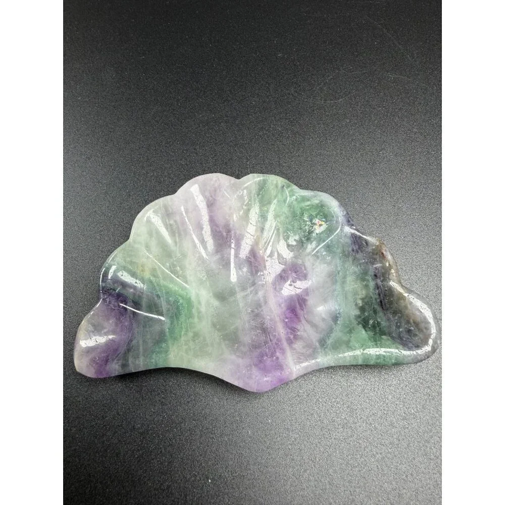 Natural Fluorite Shell Dish Bowl Hand Carved Stone Healing Crystal UVs 182g 4